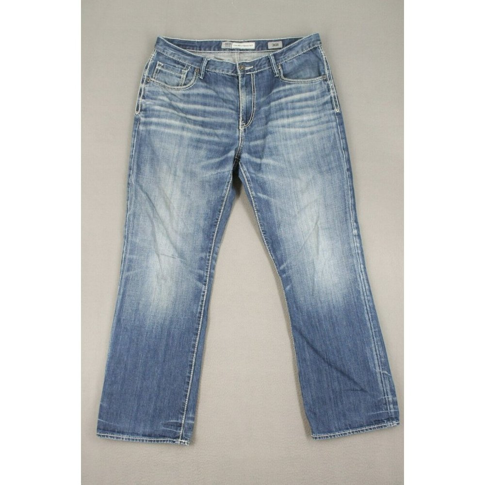 BKE Mens 36R 36x30 Buckle Tyler Straight Leg blue jeans